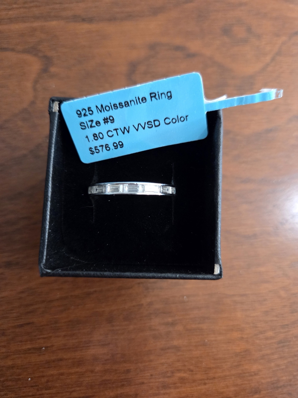 Sterling Silver 925 Moissanite Baguette Eternity Ring - Silver
